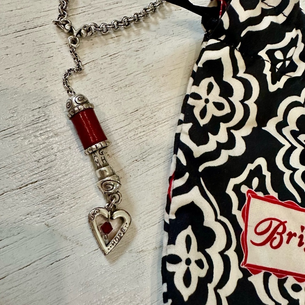 Brighton Silver and Red Heart Charm Keychain
